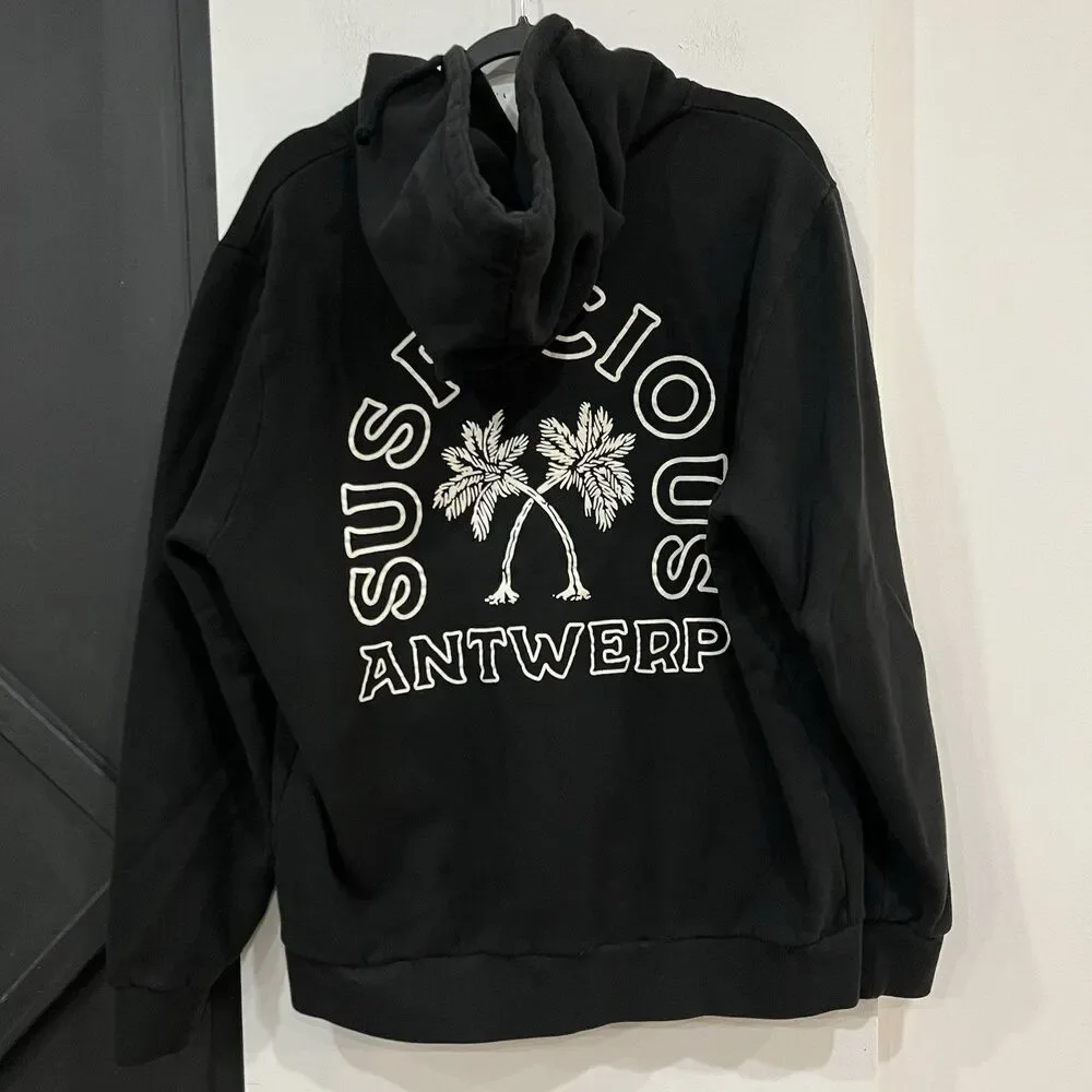 Suspicious Antwerp Drawstring Pullover Palm Tree Hoodie Embroidered Men’s Large - Picture 3 of 6